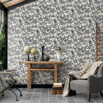 Casadeco - Jardin Des Plantes Noir F Les Belles Toiles De Jouy