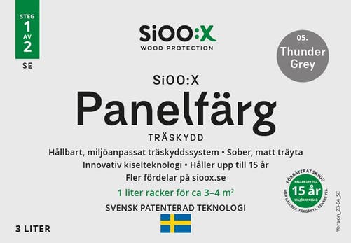 SiOO:X Panelfärg Träskydd - 3L - Thunder Grey 05