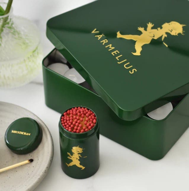 Värmeljuslåda Grön/Guld