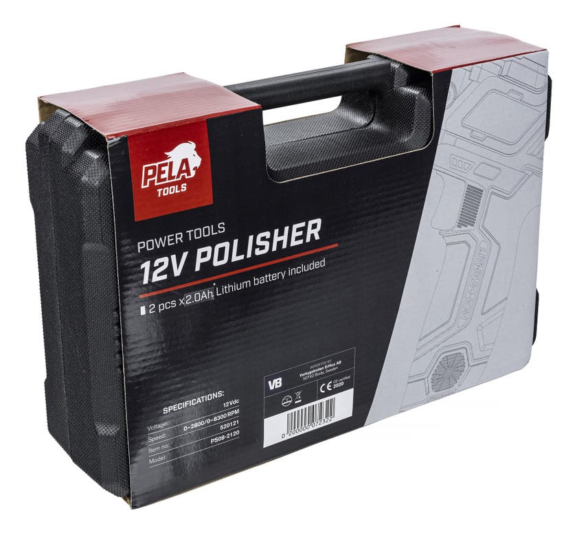 PELA Polermaskin 12V, inkl. 2 st batterier & laddare