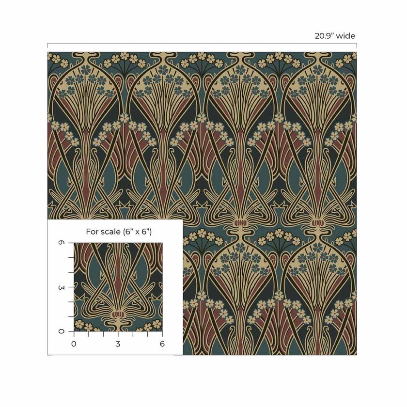 Carma - Peel & Stick Deco Gardenfly Aegean Blue & Clay NW55501