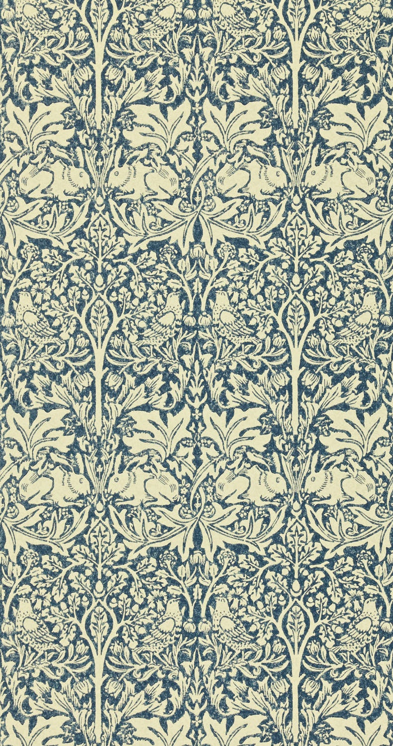 Morris & Co - Brer Rabbit Indigo/Vellum Morris and Friends Wallpa