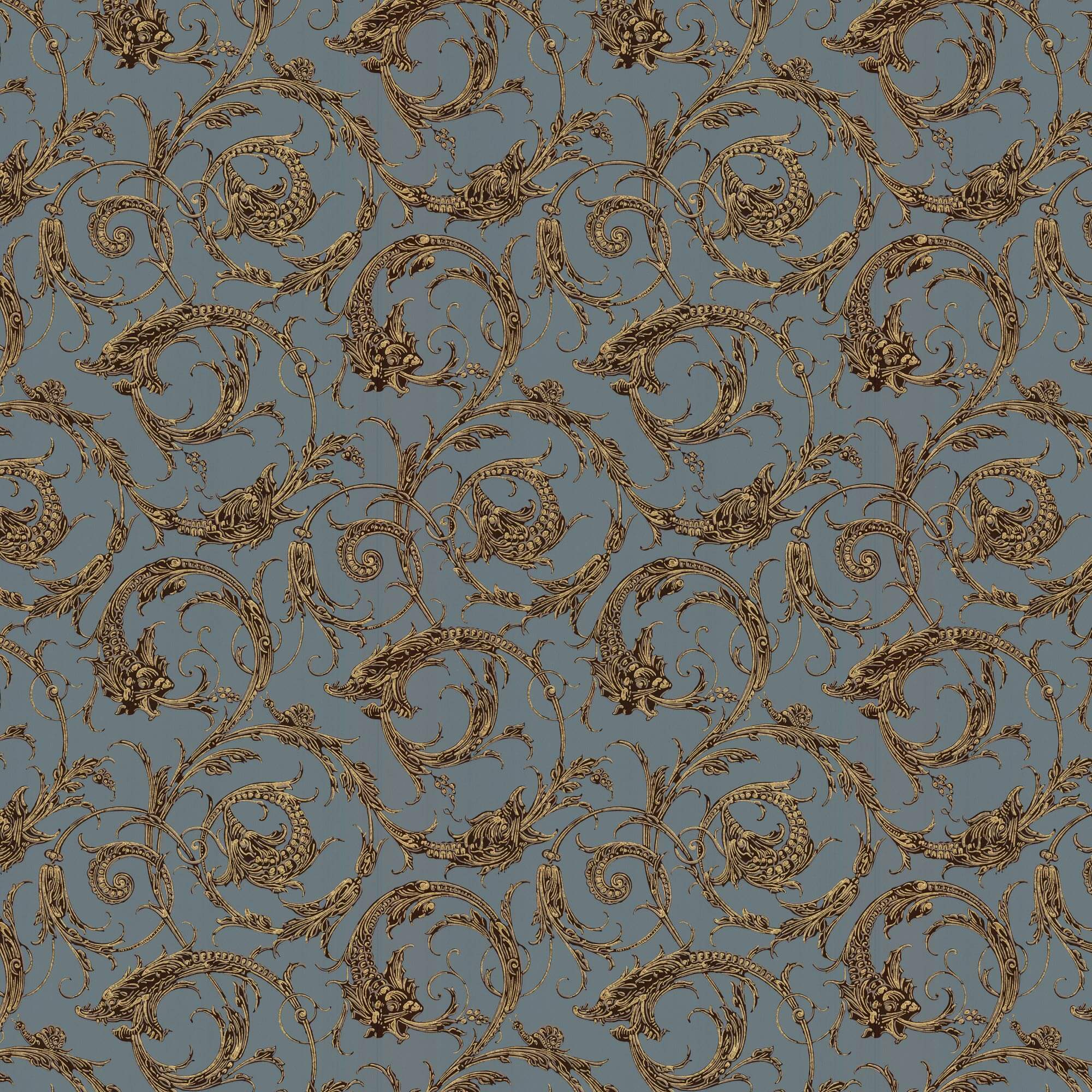 Lim & Handtryck - Draktapet - Blå x106-40