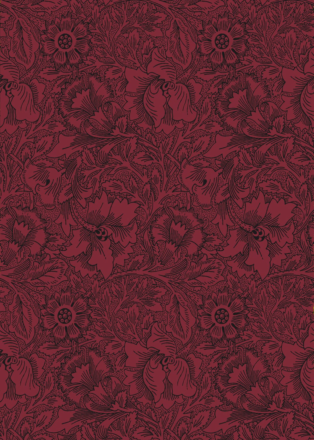 Morris & Co - Poppy Claret Queen Square Wallpapers