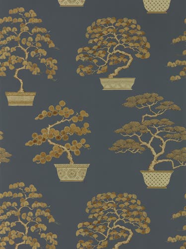 Sanderson - Penjing Ink Black/Gold Water Garden Wallpapers
