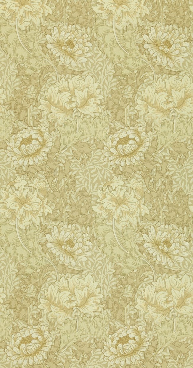 Morris & Co - Chrysanthemum Ivory/Canva Morris and Friends Wallpa