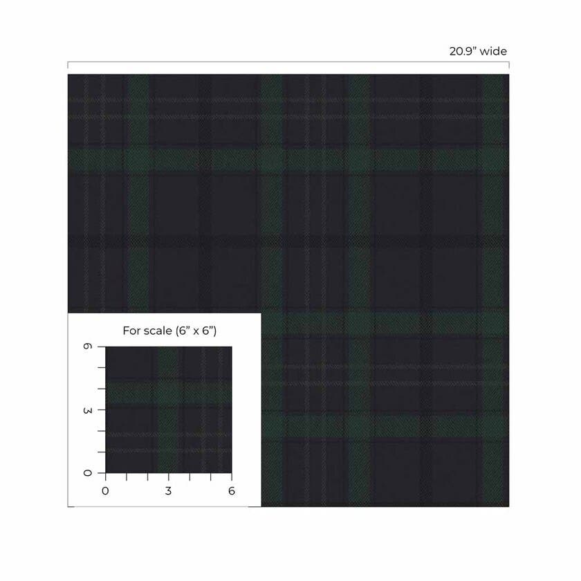 Peel & Stick Tailor Plaid Dark Blue & Evergreen NW54302