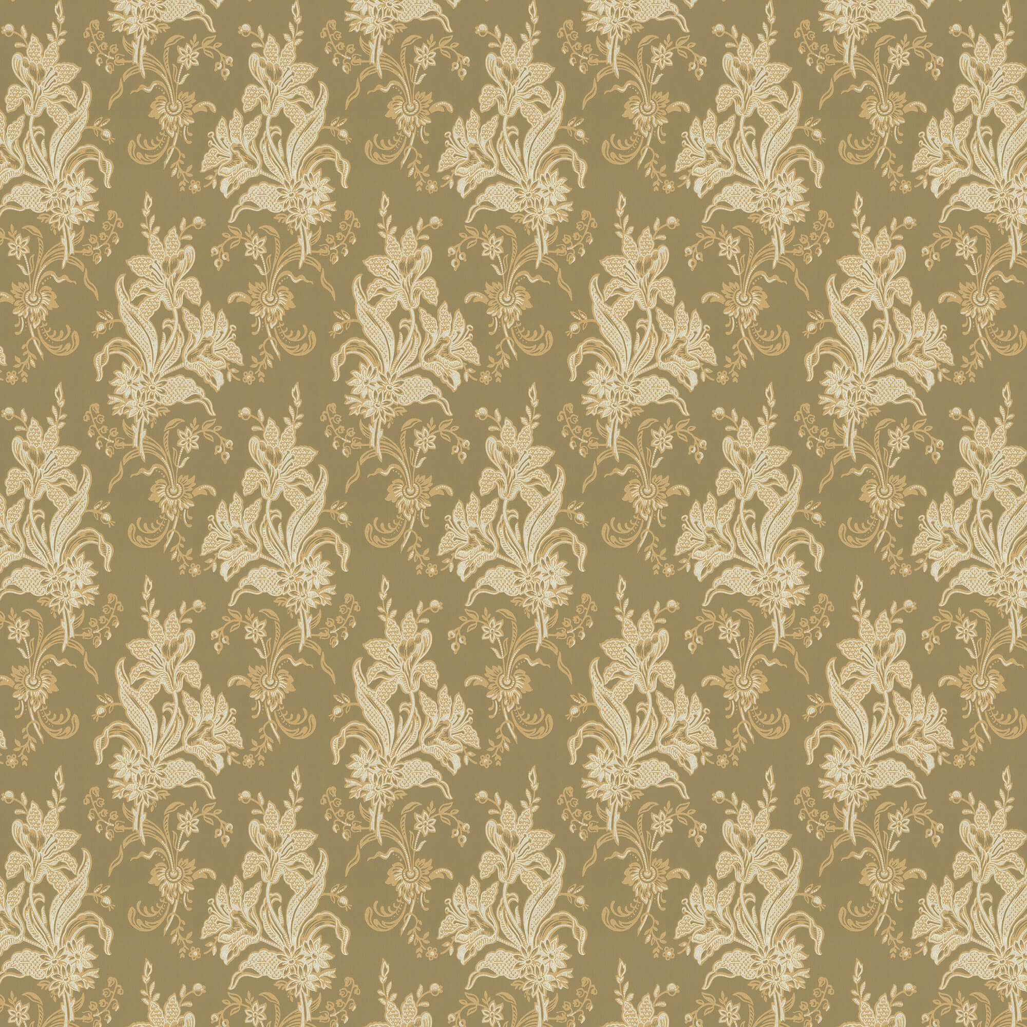 Lim & Handtryck - Liljor - Oliv/Guld x122-55