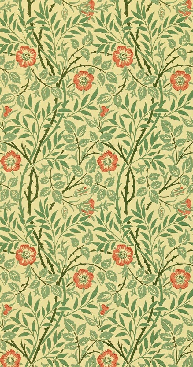Sweet Briar Green/Rust Morris and Friends Wallpa