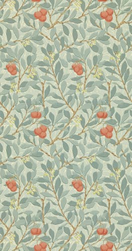 Morris & Co - Arbutus Blue/Pink Morris and Friends Wallpa