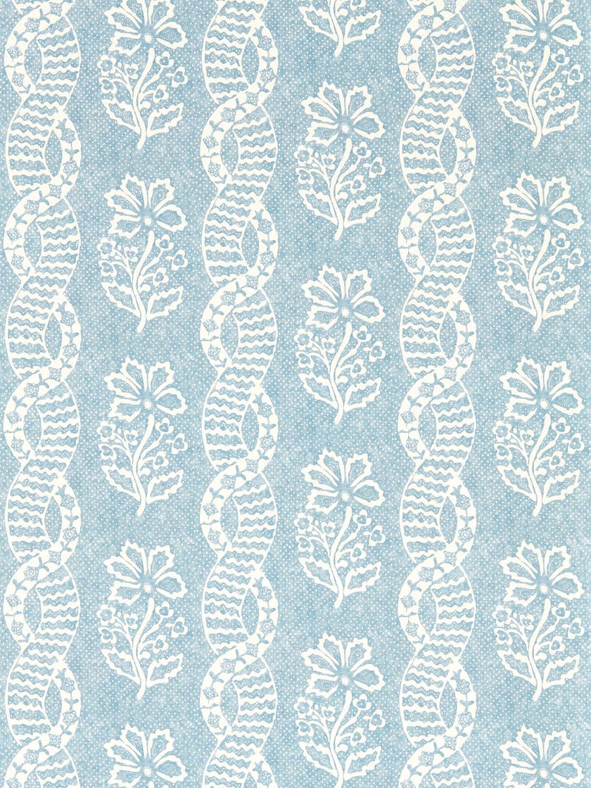 Zoffany - Dabu Stripe Wedgwood Blue Indienne Wallcoverings