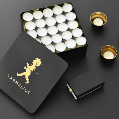 Värmeljuslåda Svart/Guld