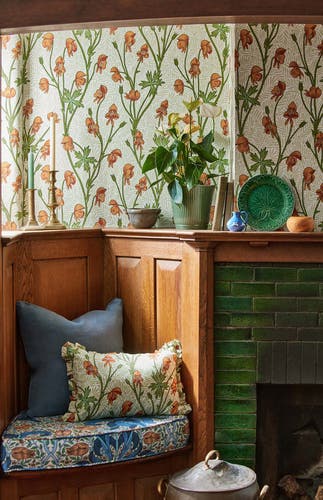 Morris & Co - Monkshood Tangerine/Sage Bedford Park Wallpapers