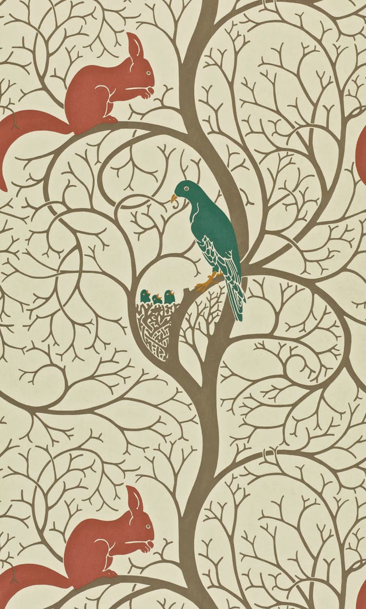 Sanderson - Squirrel & Dove Teal/Red Sanderson One Sixty Wallp