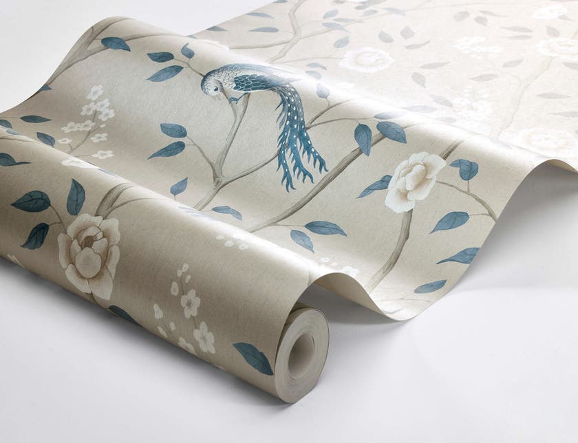 Boråstapeter - Paradise Birds - Blue & White
