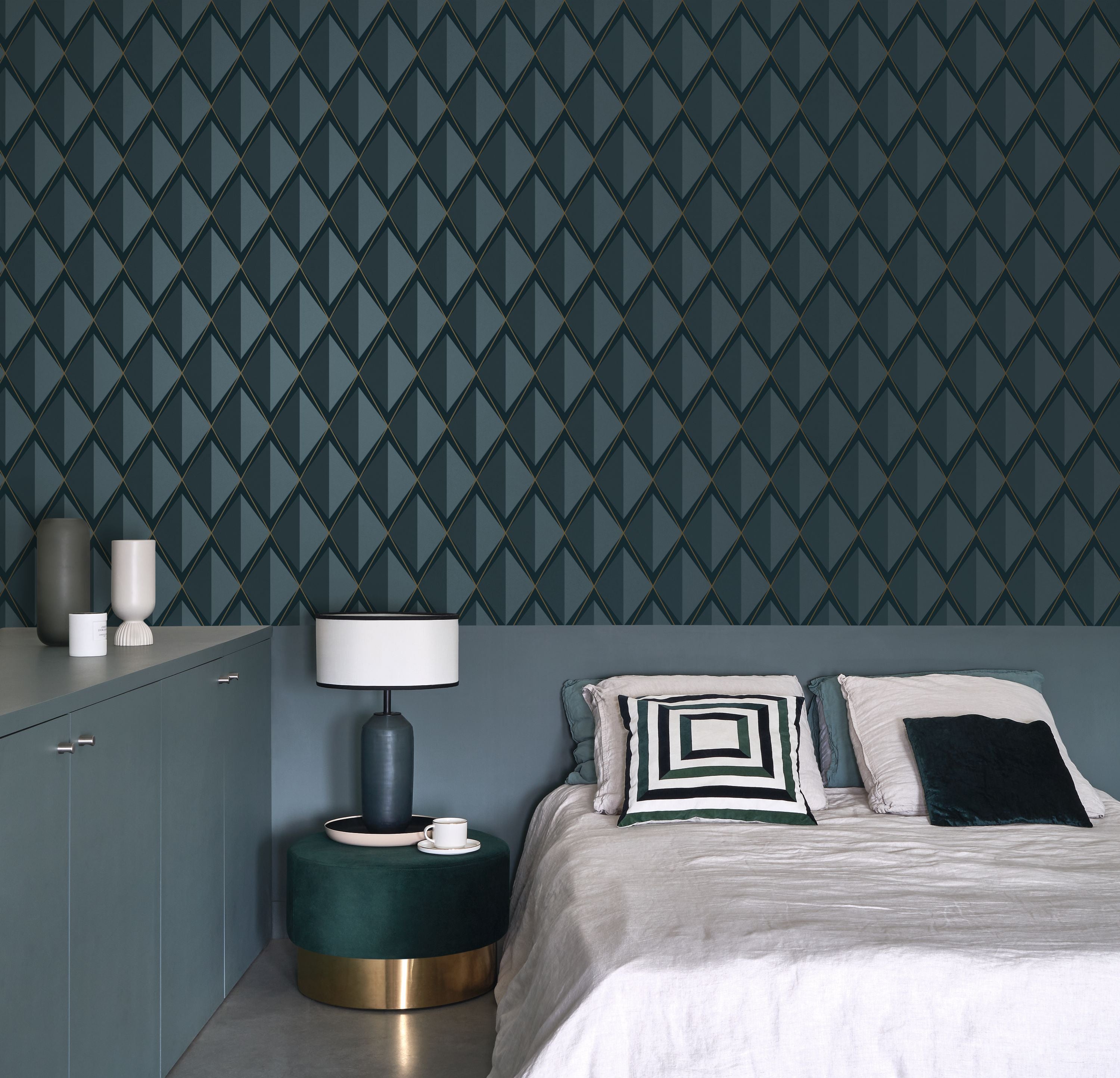 Casadeco - Chaplin Bleu Petrole Annees Folles
