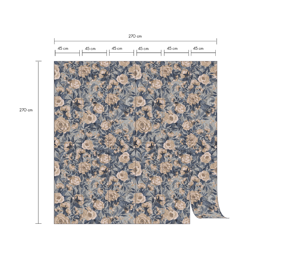 Poppies for Marlene Dusty Blue MM-0203