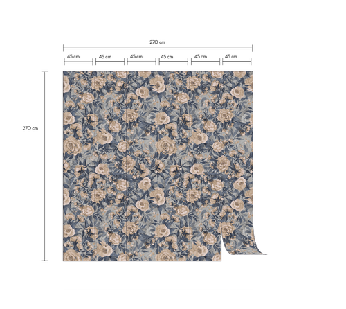 Poppies for Marlene Dusty Blue MM-0203