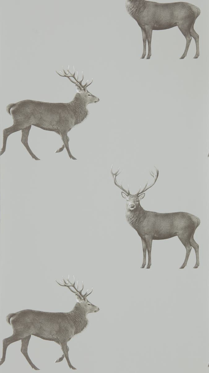 Sanderson - Evesham Deer Silver Grey Elysian Wallpapers