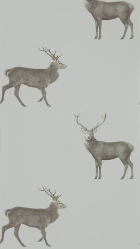 Sanderson - Evesham Deer Silver Grey Elysian Wallpapers