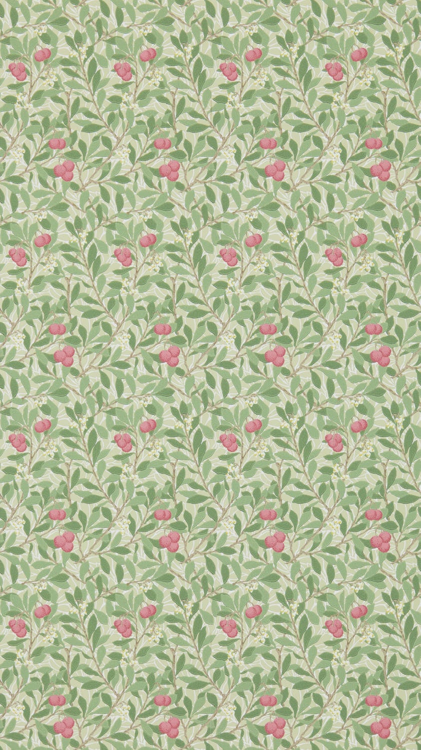 Morris & Co - Arbutus Olive/Pink Morris and Friends Wallpa