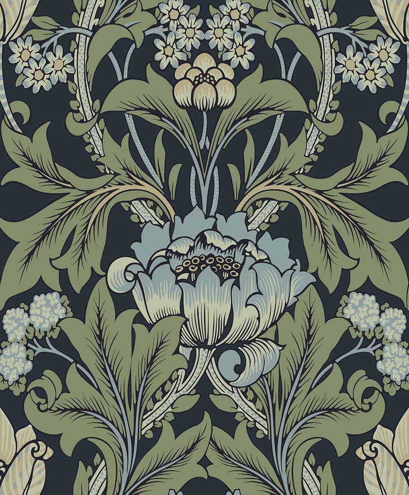 Carma - Peel & Stick Primrose Floral Midnight Blue & Sage NW44412