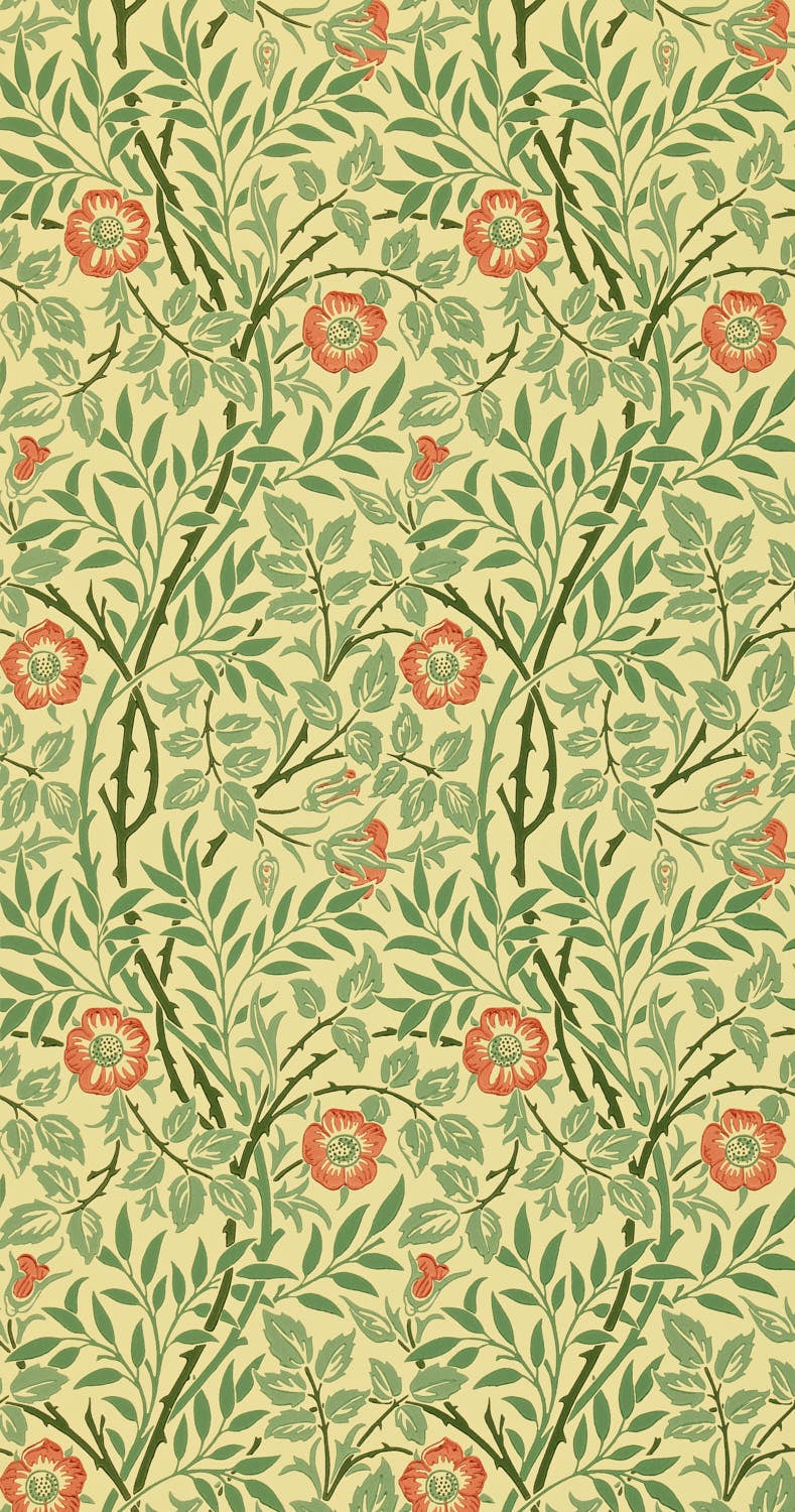 Morris & Co - Sweet Briar Green/Rust Morris and Friends Wallpa