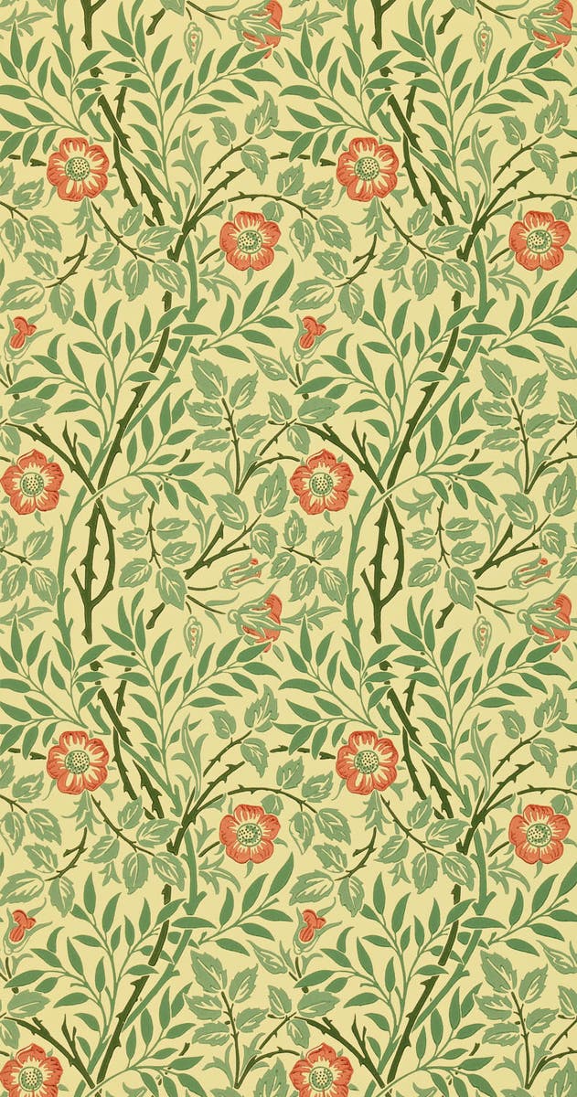 Morris & Co - Sweet Briar Green/Rust Morris and Friends Wallpa