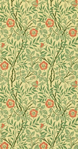 Morris & Co - Sweet Briar Green/Rust Morris and Friends Wallpa