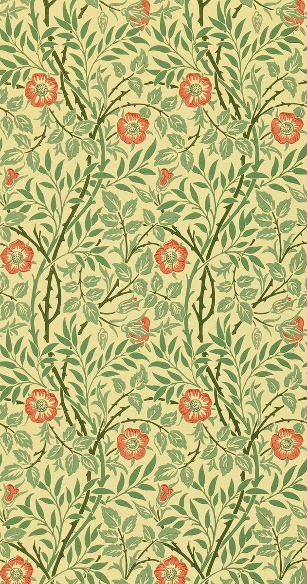 Sweet Briar Green/Rust Morris and Friends Wallpa