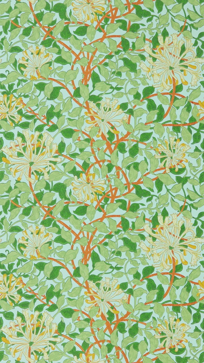 Morris & Co - Honeysuckle Sky/Burnt Ora Cornubia Wallpapers