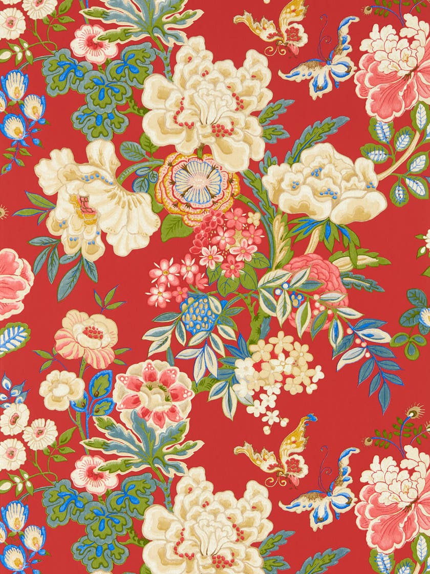 Sanderson - Emperor Peony Cinnabar Re Water Garden Wallpapers