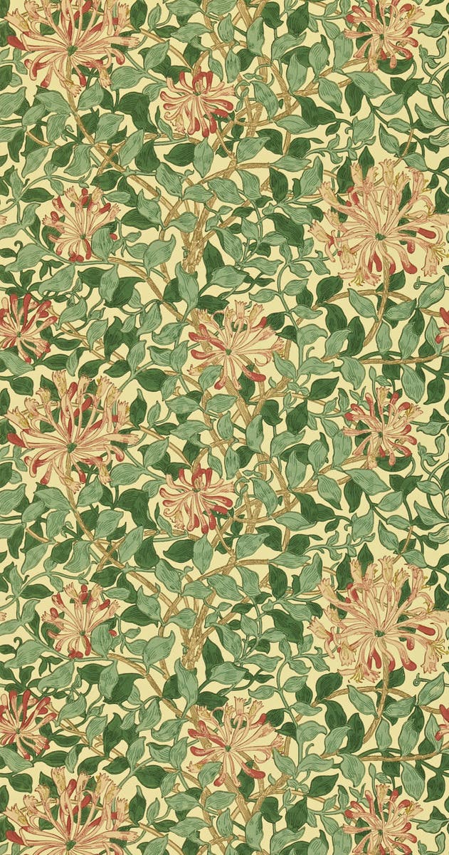 Honeysuckle Green/Coral P Morris and Friends Wallpa
