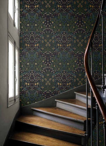 Carma - Peel & Stick Victorian Garden Midnight Blue & Evergreen NW44522