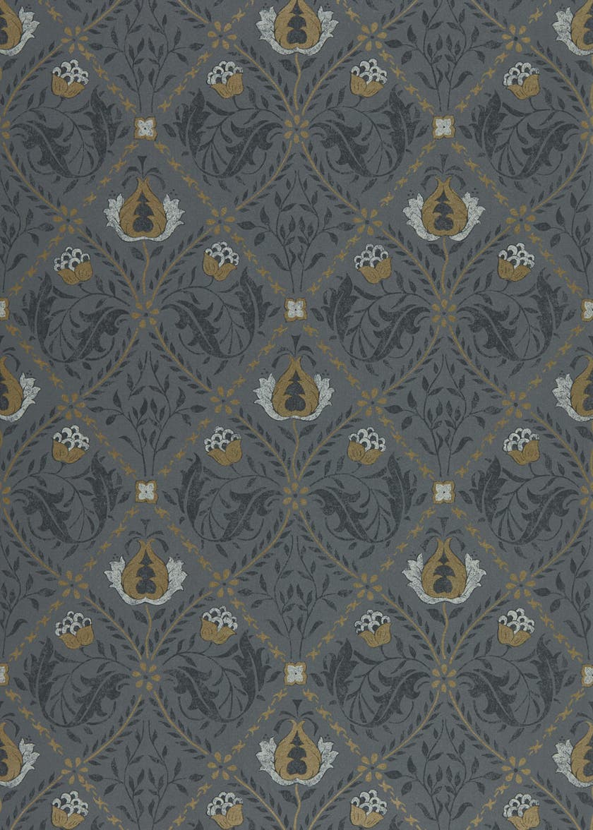 Morris & Co - Pure Trellis Black Ink Pure Morris North Wallpap