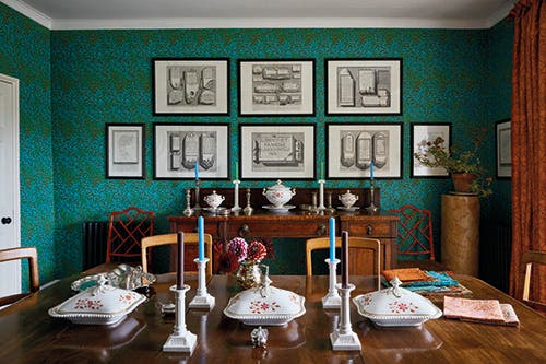 Morris & Co - Willow Boughs Olive/Turqu Queen Square Wallpapers