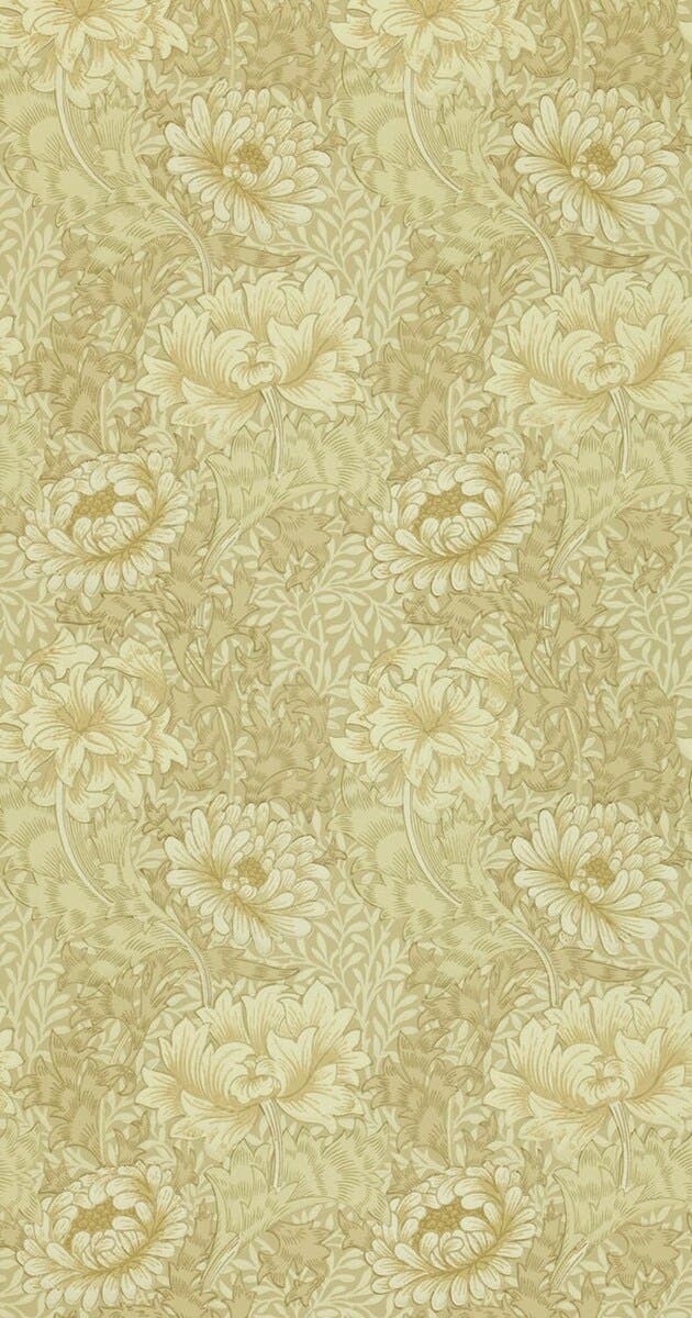 Chrysanthemum Ivory/Canva Morris and Friends Wallpa