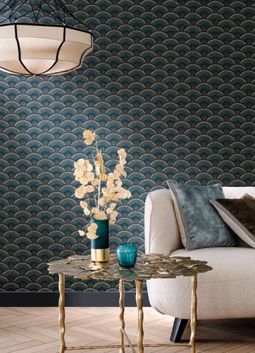 Casamance - Otto Marine/Vert Mousse Printemps Viennois