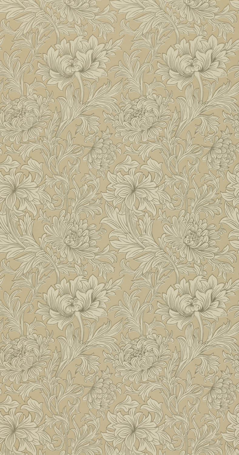 Morris & Co - Chrysanthemum Ivory/Gold Morris and Friends Wallpa