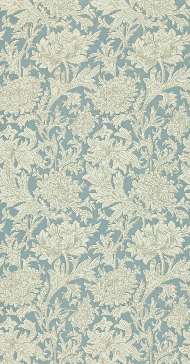 Morris & Co - Chrysanthemum China Blue/ Morris and Friends Wallpa