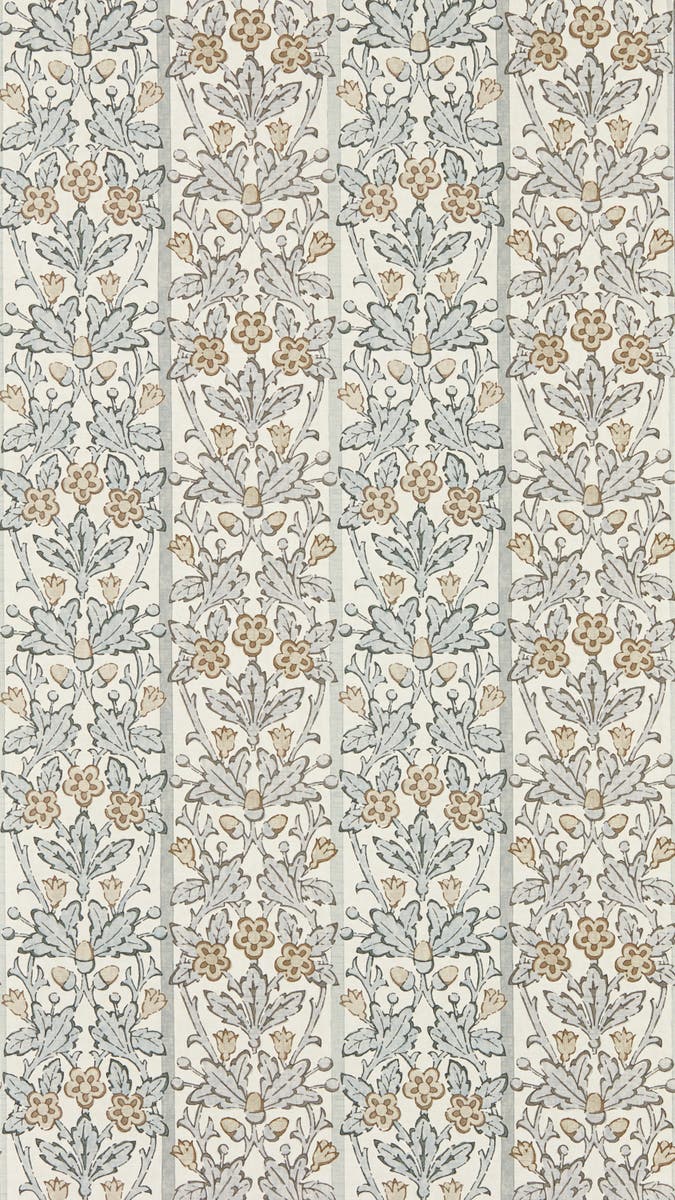 Morris & Co - Oak & Blossom Mineral Blue Linen