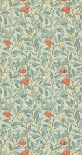 Morris & Co - Arbutus Blue/Pink Morris and Friends Wallpa
