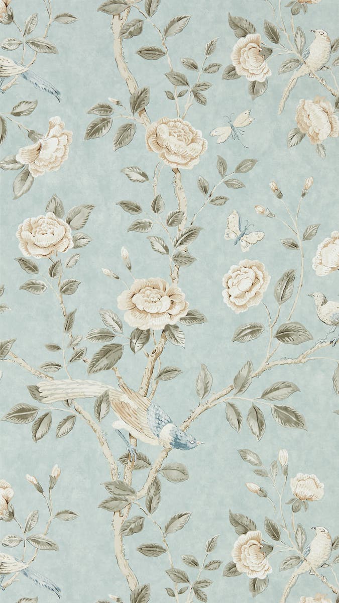 Sanderson - Andhara Dove/Cream Caspian Wallpapers