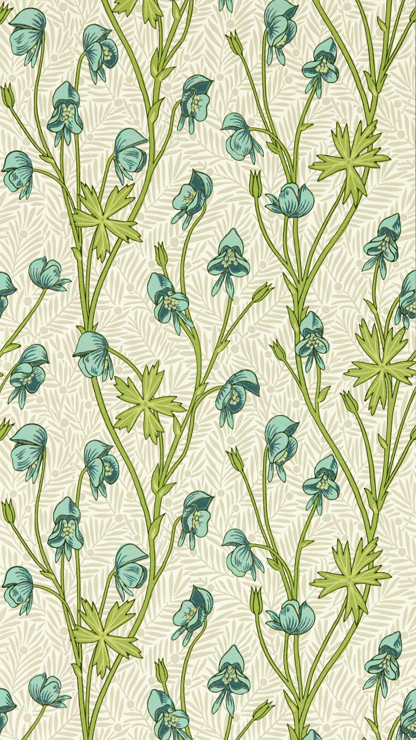 Morris & Co - Monkshood Aqua/Peashoot Bedford Park Wallpapers (Outlet)