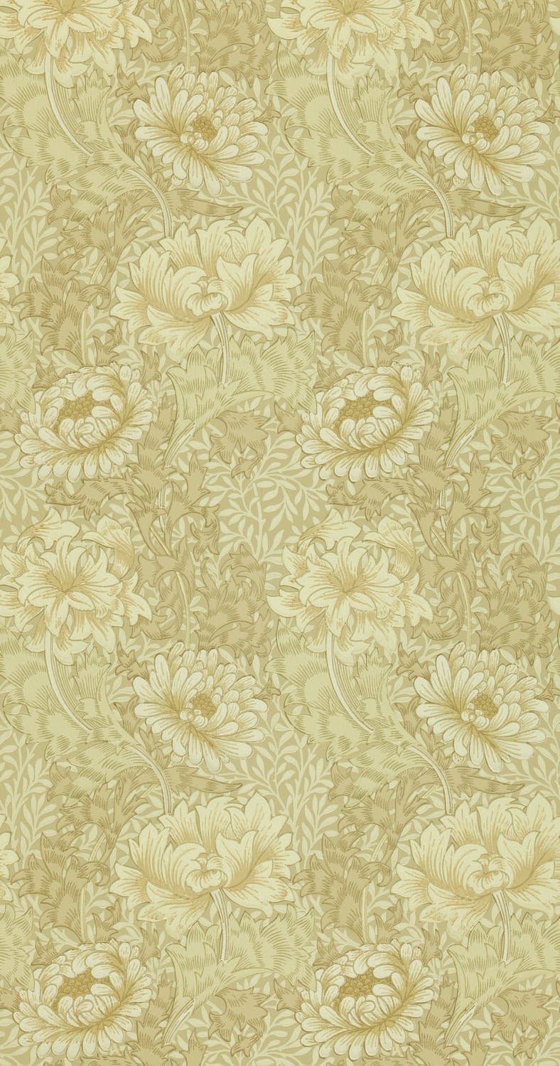 Morris & Co - Chrysanthemum Ivory/Canva Morris and Friends Wallpa