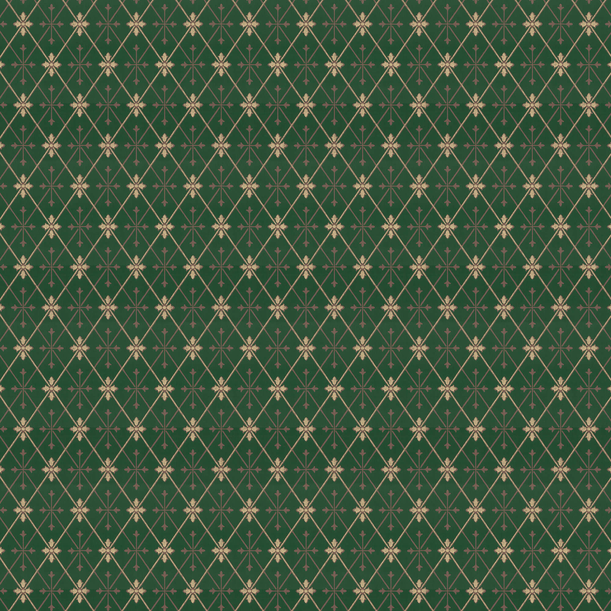 Lim & Handtryck - Skogshyddan - Grön/Guld x111-54