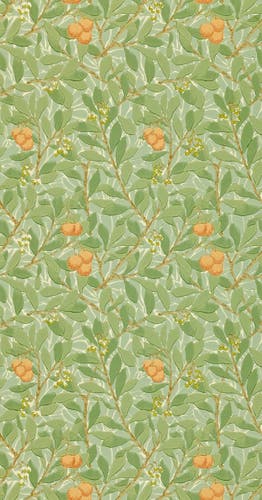 Morris & Co - Arbutus Green/Terracotta Morris and Friends Wallpa