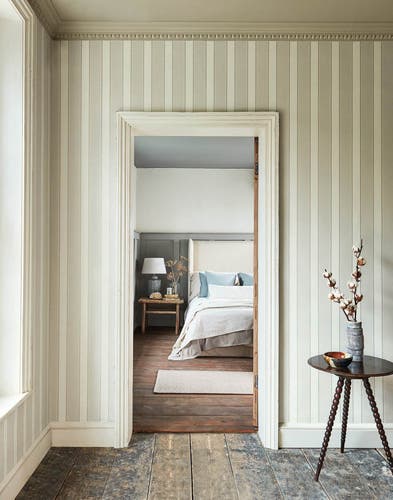 Sanderson - Sonning Stripe Silver Gre Littlemore Wallpapers