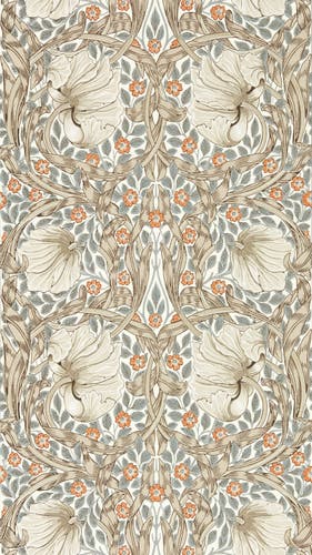 Morris & Co - Pimpernel Linen/Coral Morris and Friends Wallpa