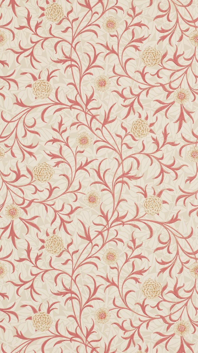 Morris & Co - Scroll Light Brick/Buff Morris and Friends Wallpa